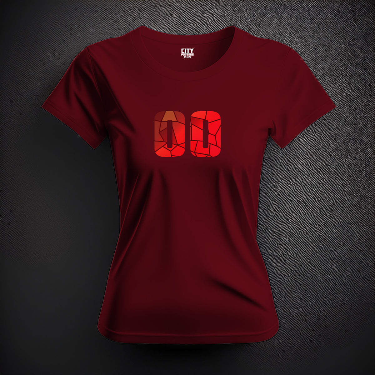 Number 00 Women T-Shirt (Maroon) | Stylish Numeric Graphic Tee