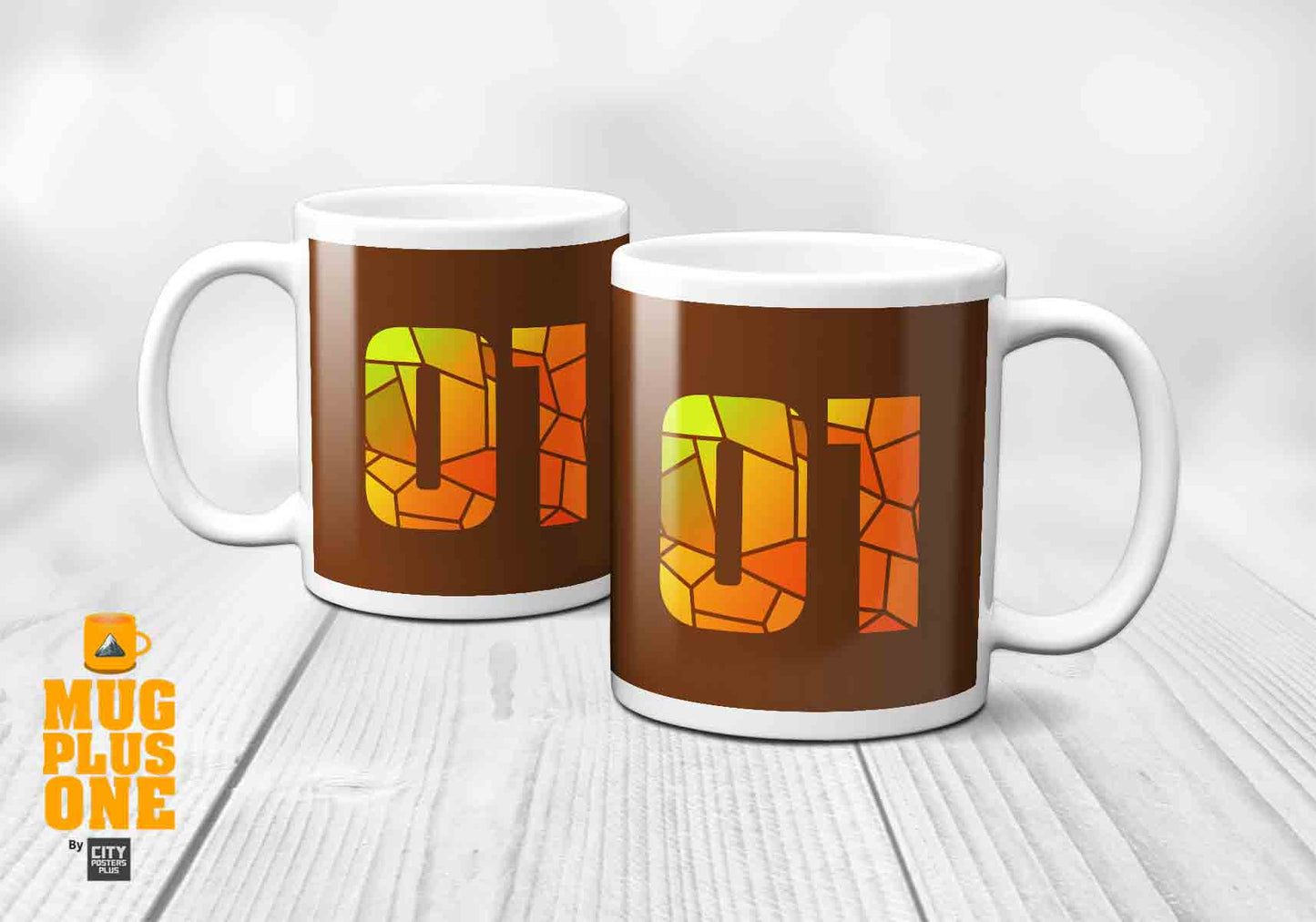 01 Number Mug (Brown)