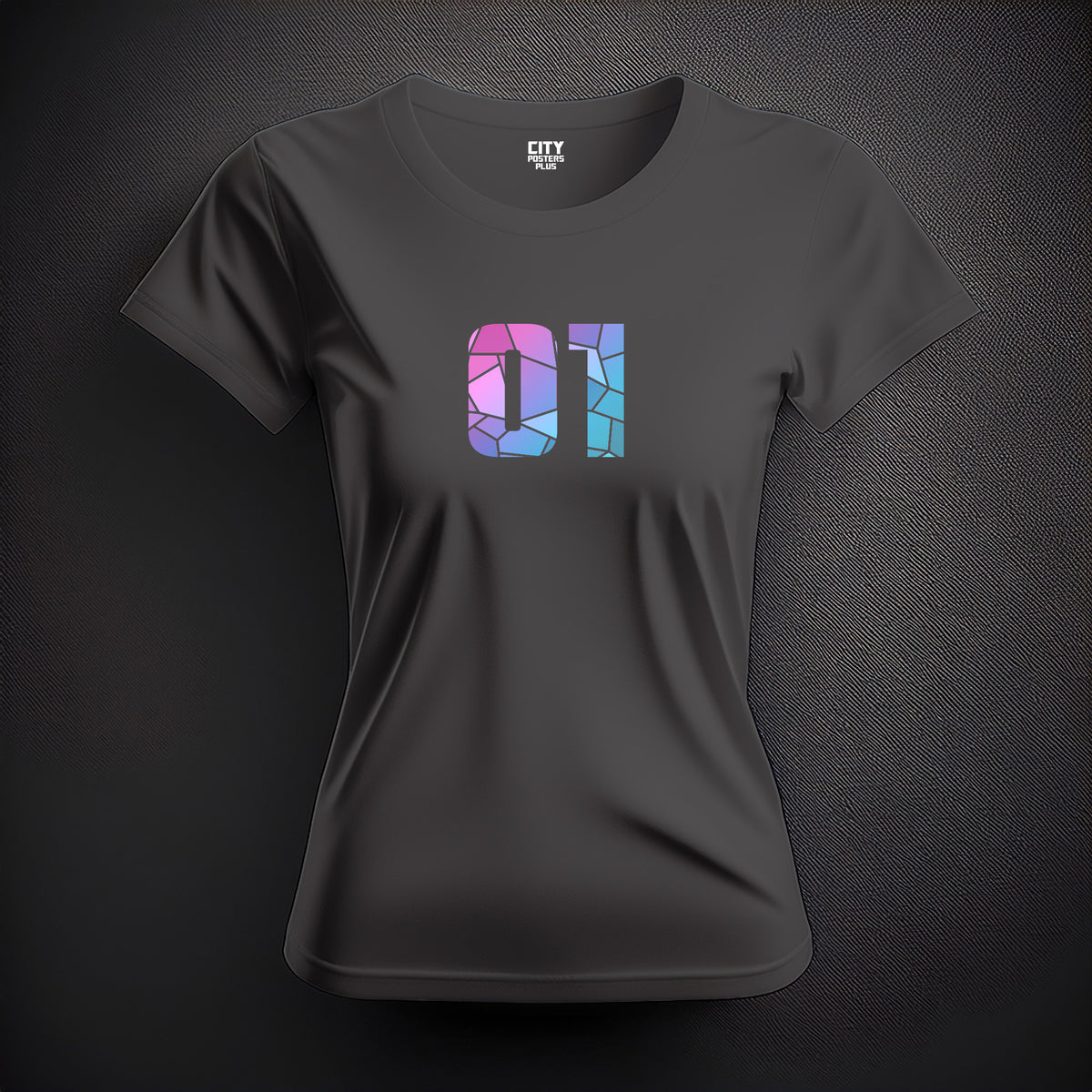 Number 01 Women T-Shirt (Charcoal Grey) | Stylish Numeric Graphic Tee