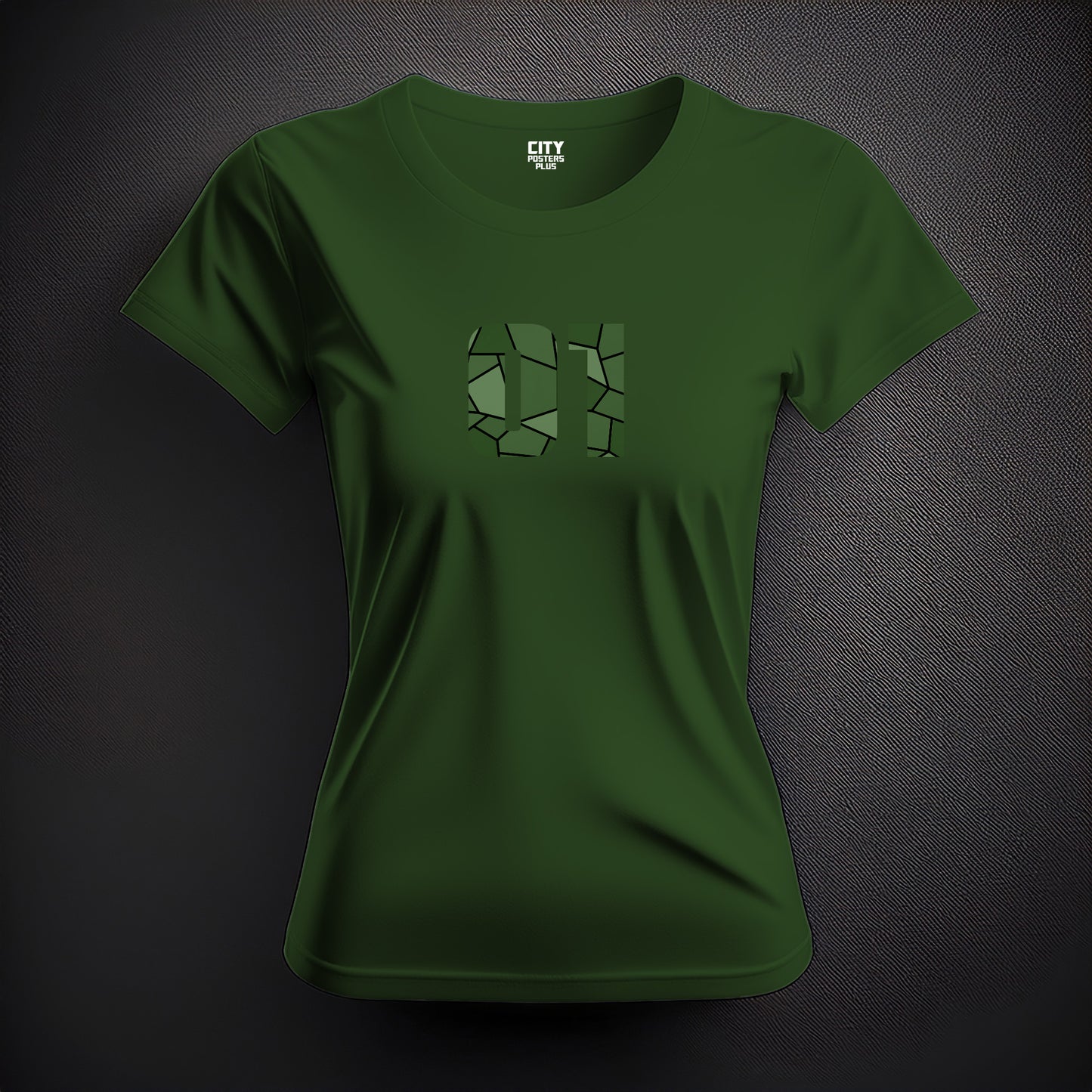 City Posters Plus 01 Number Women T-Shirt (Olive Green) | Stylish Numeric Graphic Tee