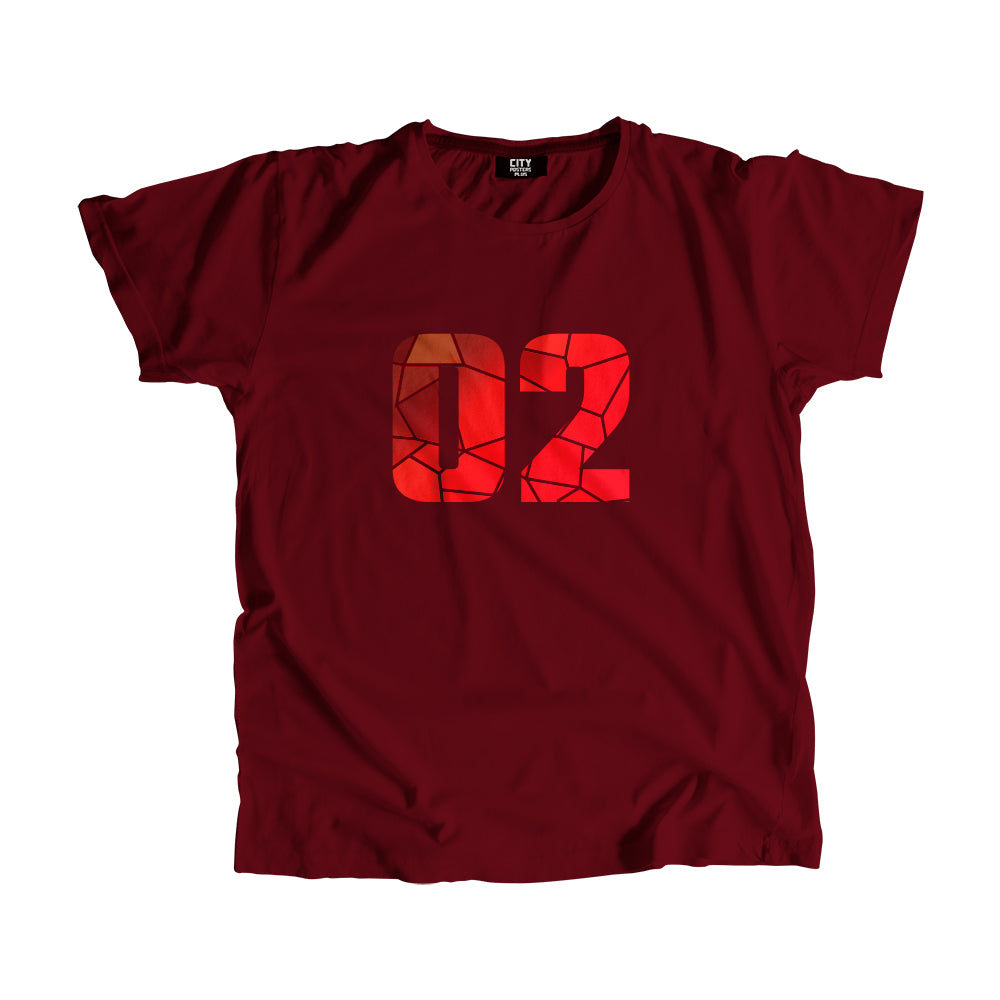 02 Number Men Unisex T-Shirt (Maroon)| Classic Numeric Graphic Tee