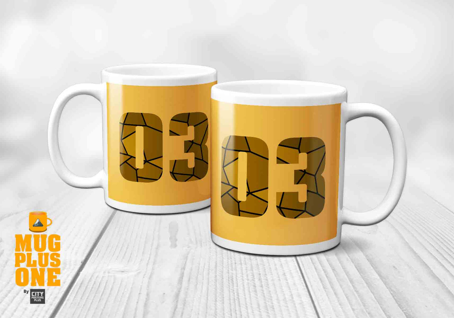 03 Number Mug (Golden Yellow)