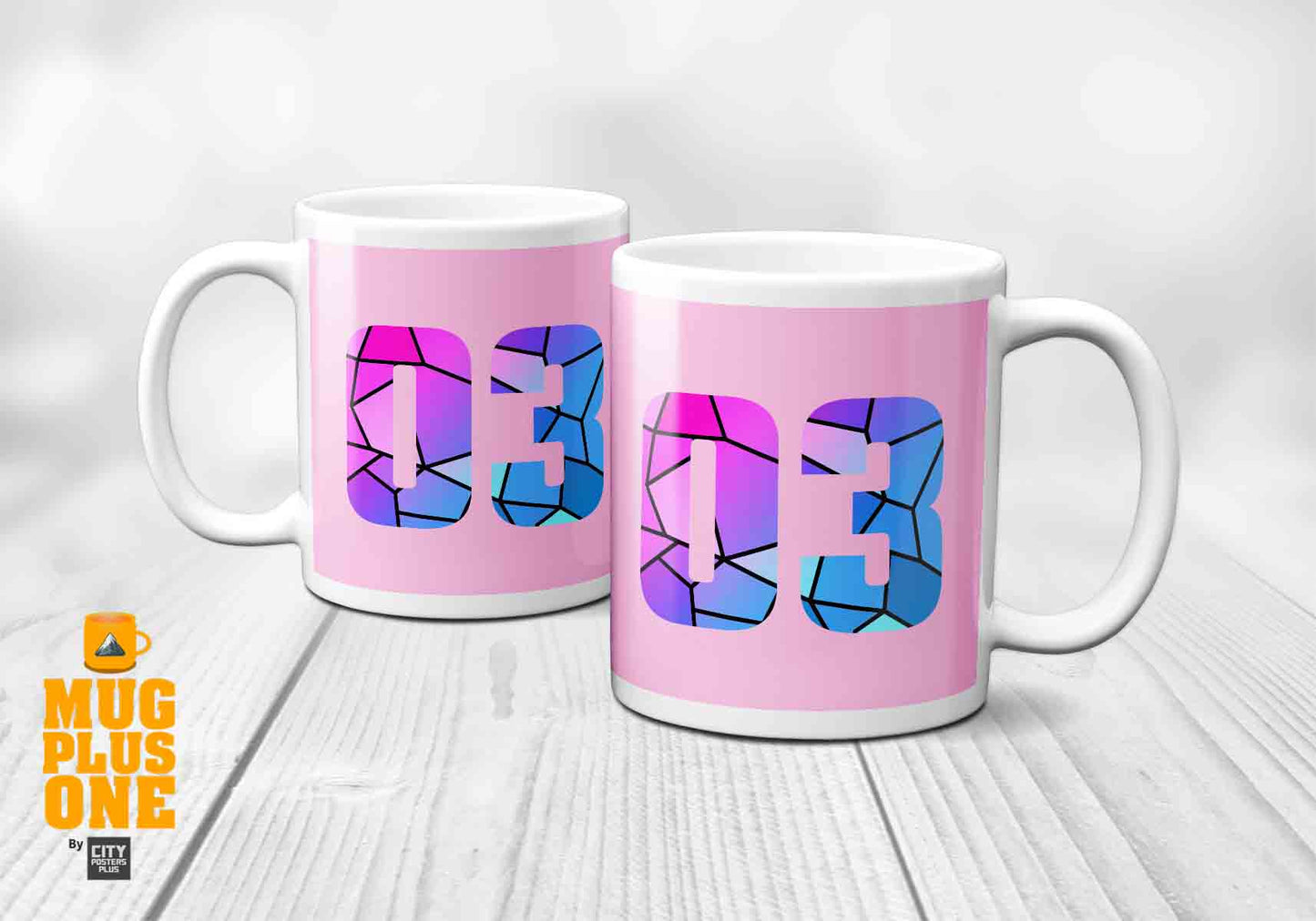 03 Number Mug (Light Pink)