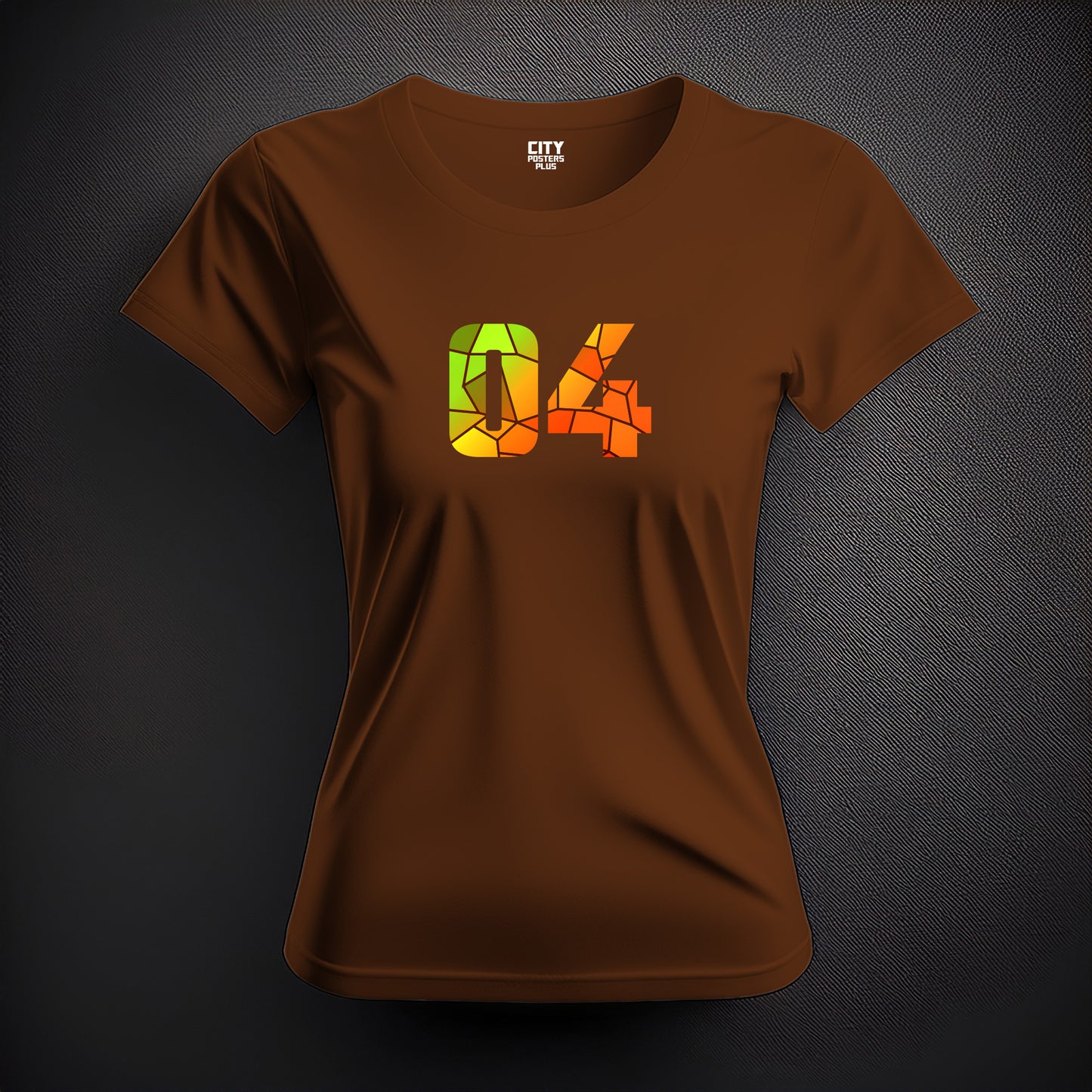 City Posters Plus 04 Number Women T-Shirt (Brown) | Stylish Numeric Graphic Tee
