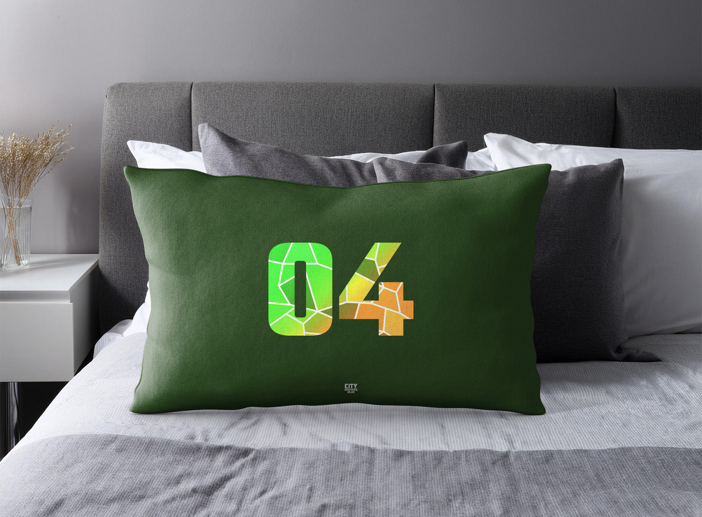 04 Number Square & Rectangle Pillow Cases | Modern Numeric Throw Pillow Covers | Print Deliver Plus by City Posters Plus