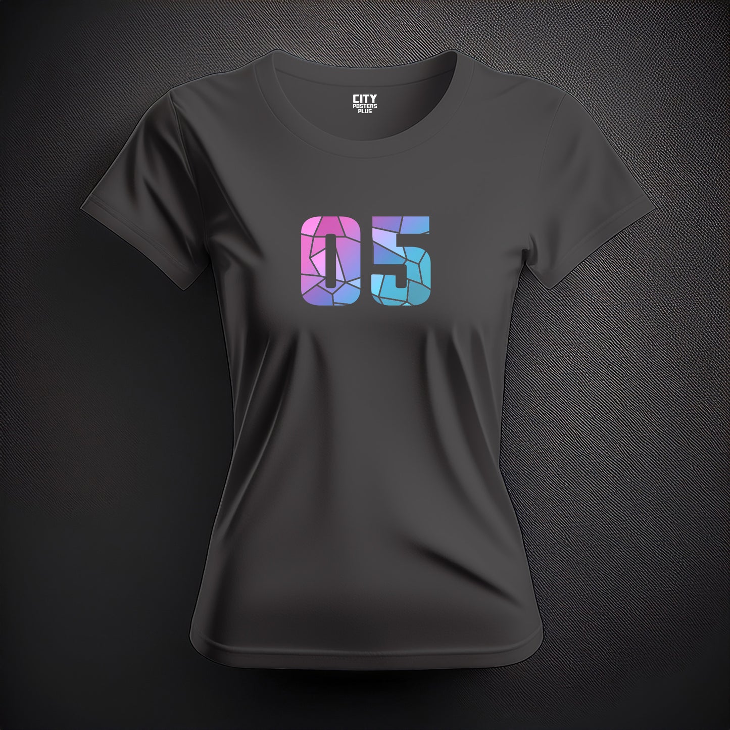 City Posters Plus 05 Number Women T-Shirt (Charcoal Grey) | Stylish Numeric Graphic Tee