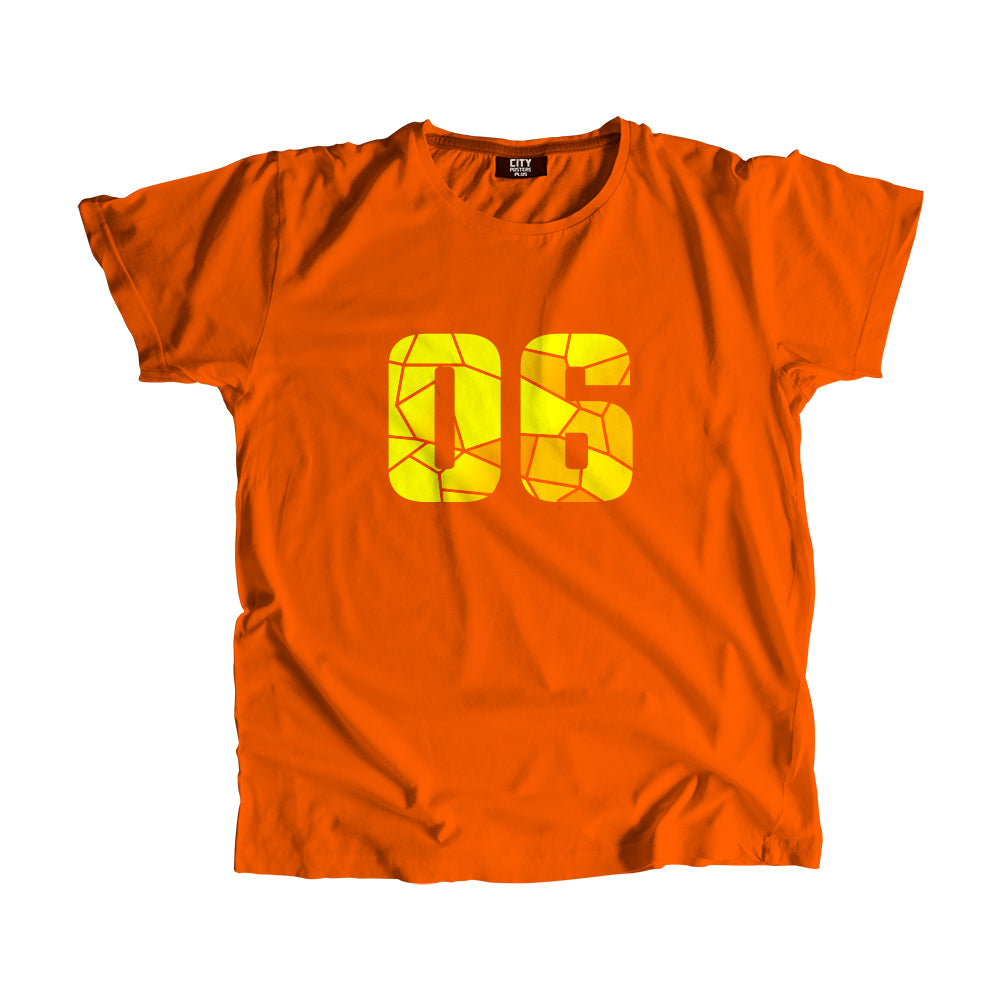 06 Number Men Unisex T-Shirt (Orange)| Classic Numeric Graphic Tee