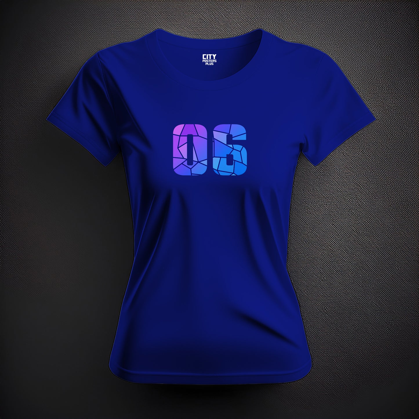 City Posters Plus 06 Number Women T-Shirt (Royal Blue) | Stylish Numeric Graphic Tee