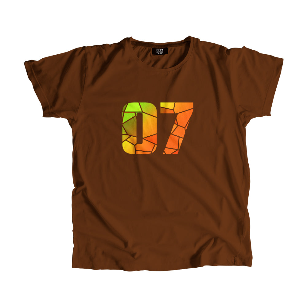 07 Number Men Unisex T-Shirt (Brown)| Classic Numeric Graphic Tee