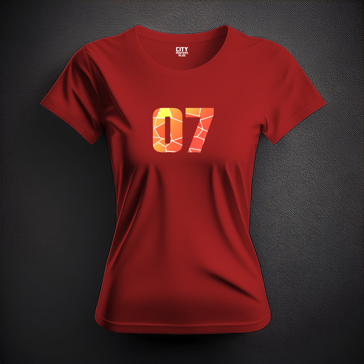 Number 07 Women T-Shirt (Red) | Stylish Numeric Graphic Tee