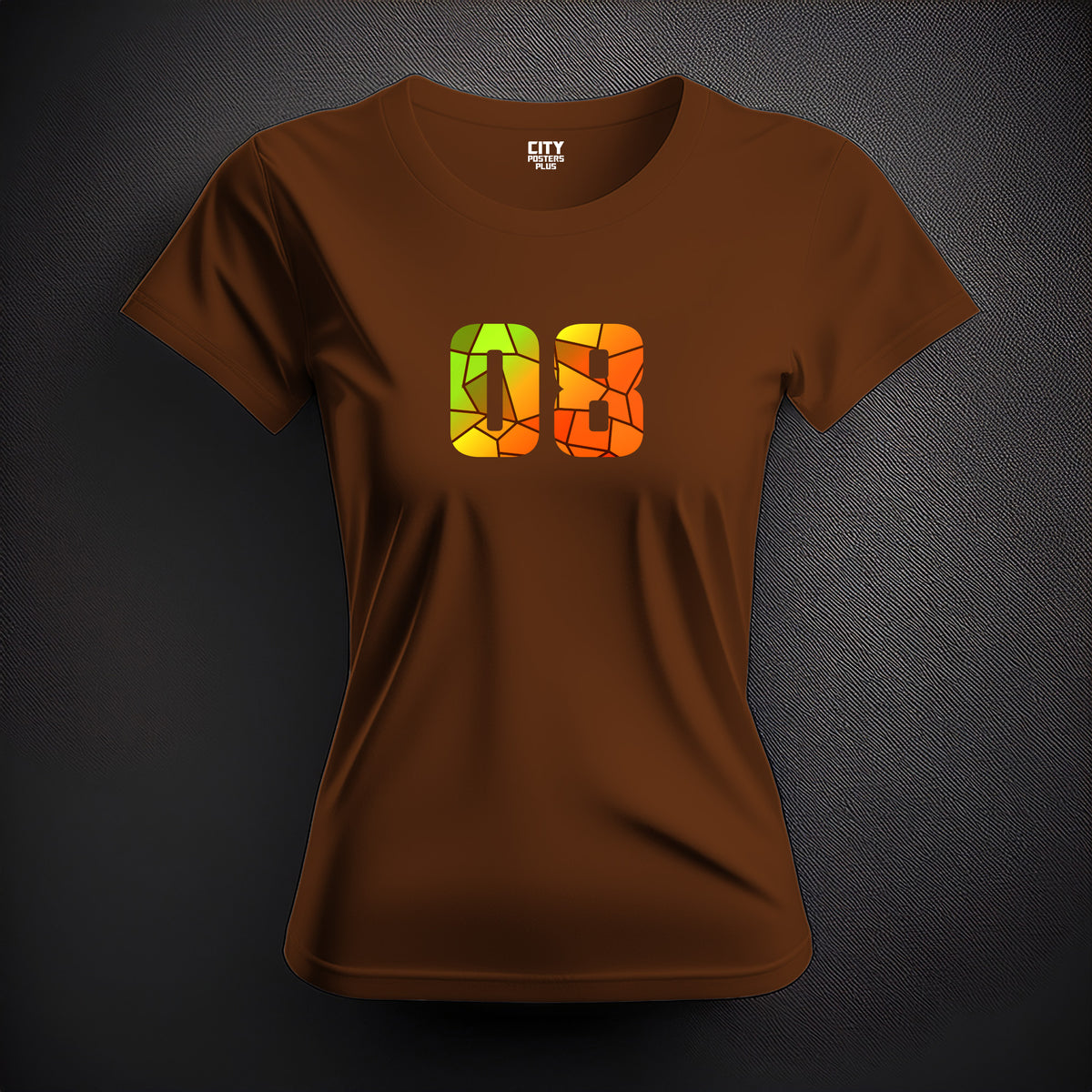 Number 08 Women T-Shirt (Brown) | Stylish Numeric Graphic Tee