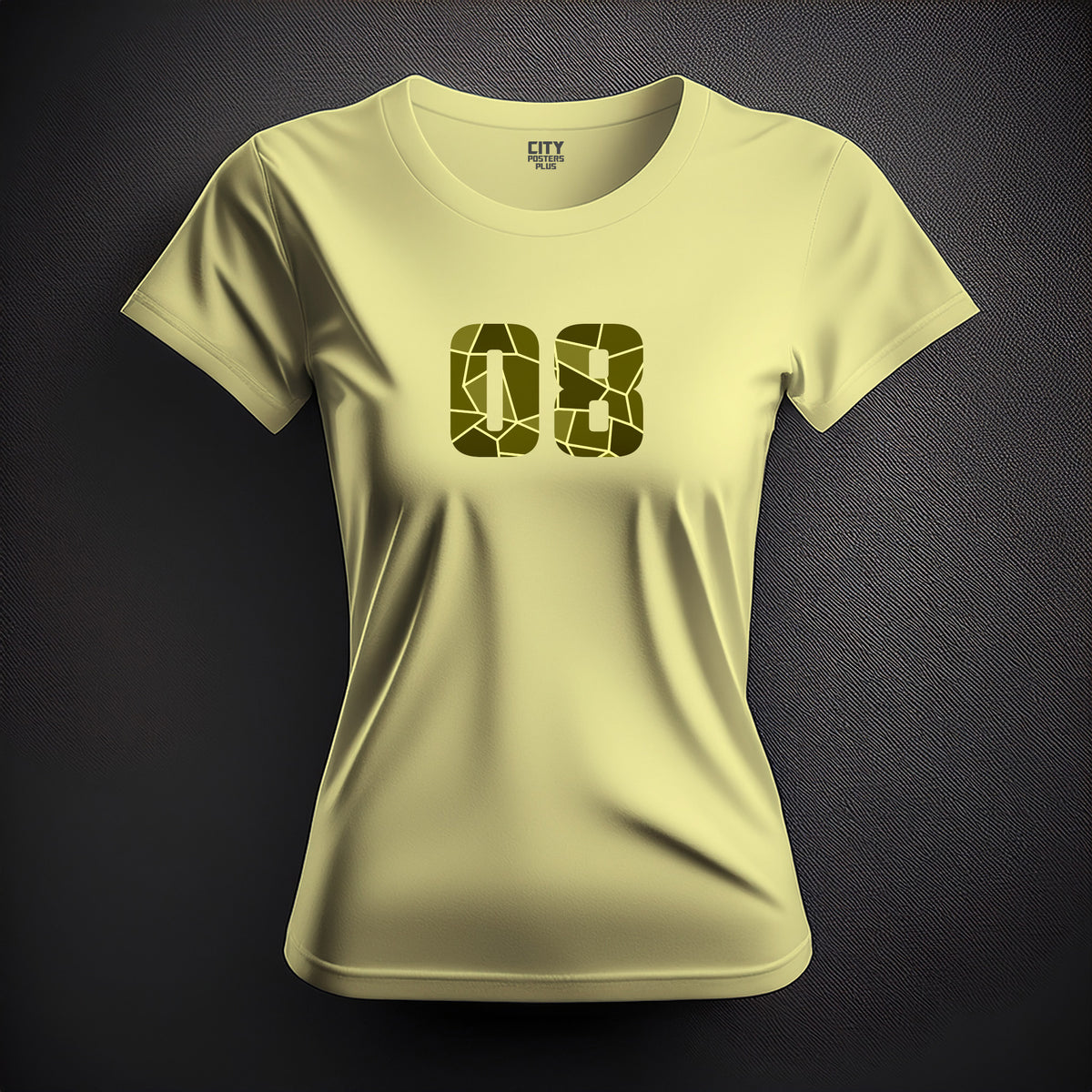 Number 08 Women T-Shirt (Butter Yellow) | Stylish Numeric Graphic Tee