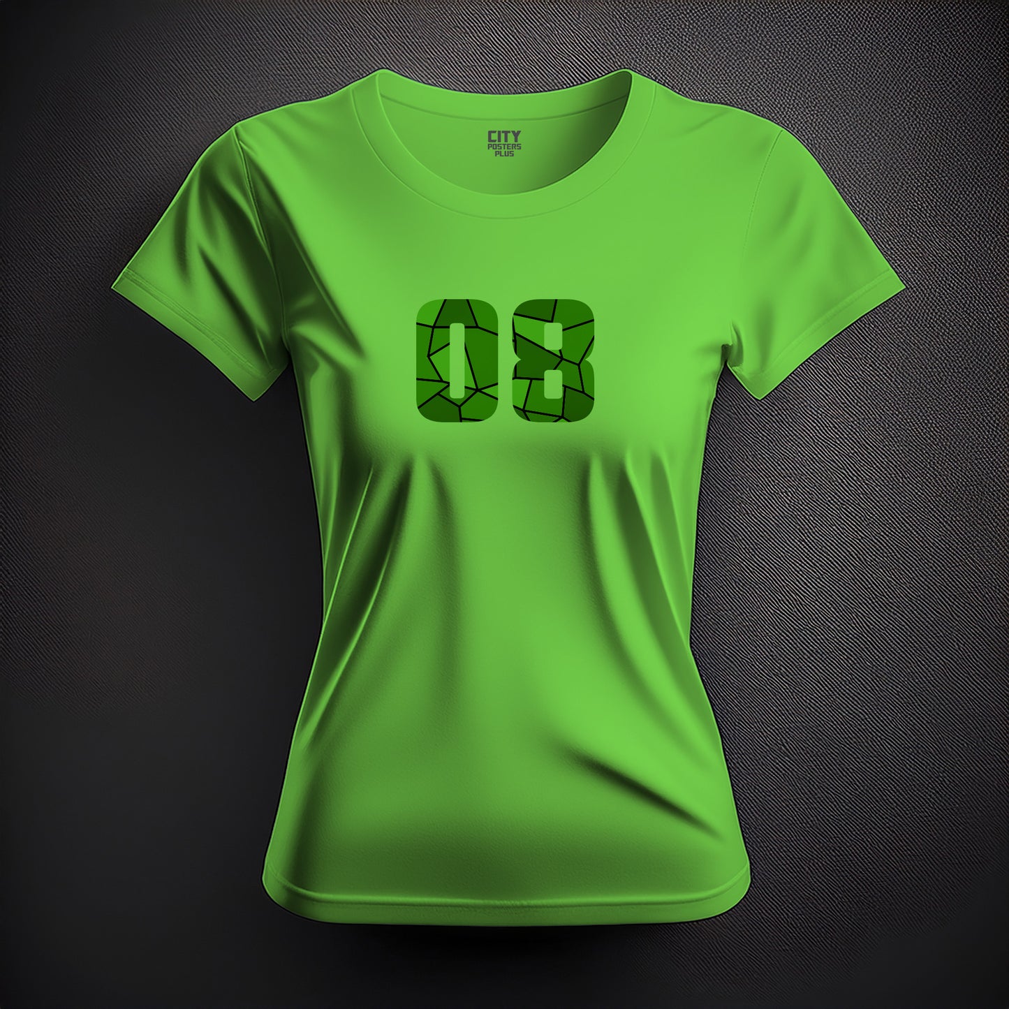 City Posters Plus 08 Number Women T-Shirt (Liril Green) | Stylish Numeric Graphic Tee
