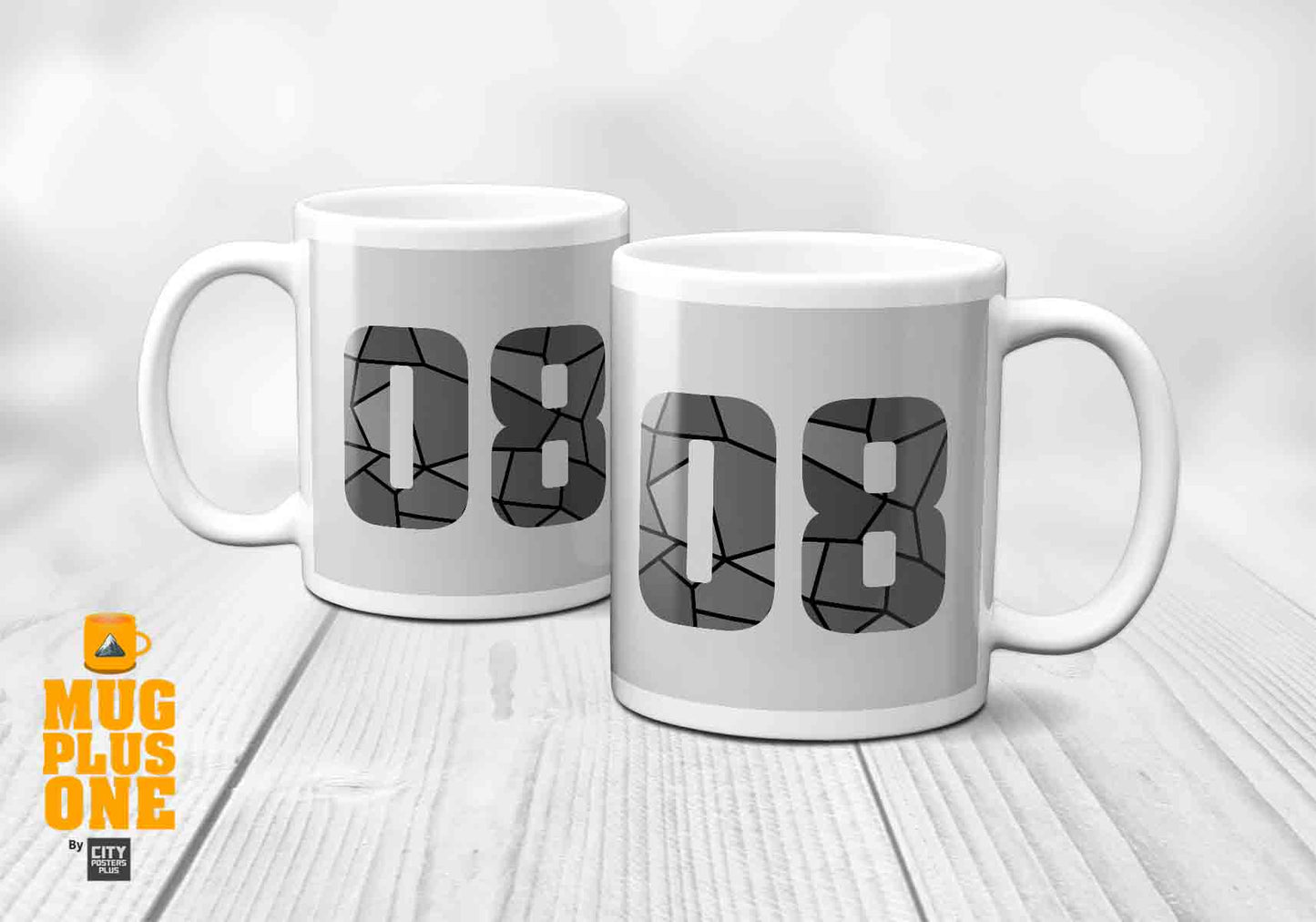 08 Number Mug (Melange Grey)