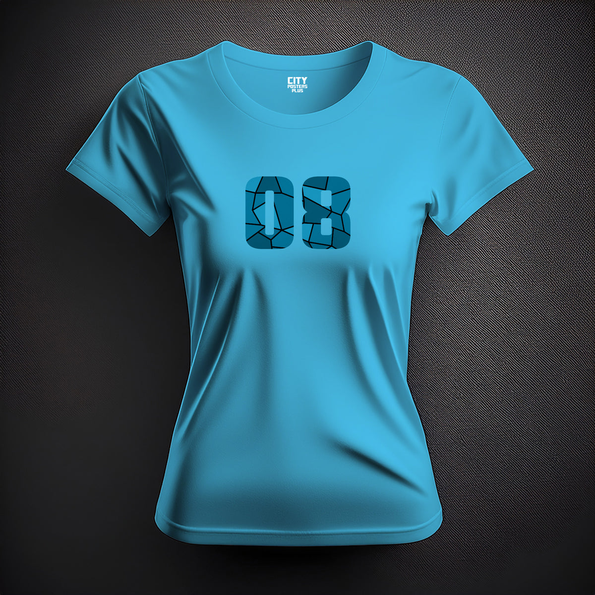 Number 08 Women T-Shirt (Sky Blue) | Stylish Numeric Graphic Tee