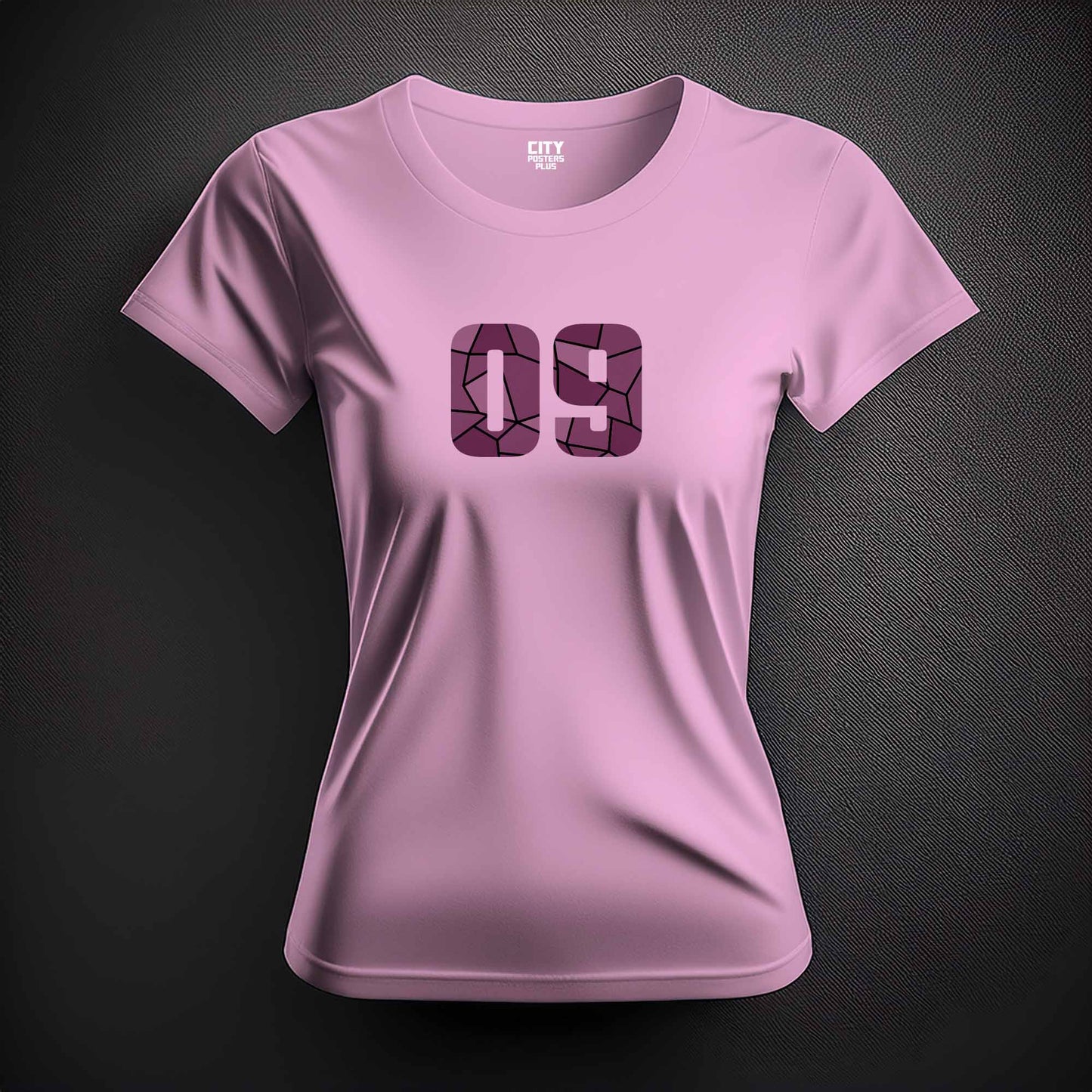 City Posters Plus 09 Number Women T-Shirt (Light Pink) | Stylish Numeric Graphic Tee
