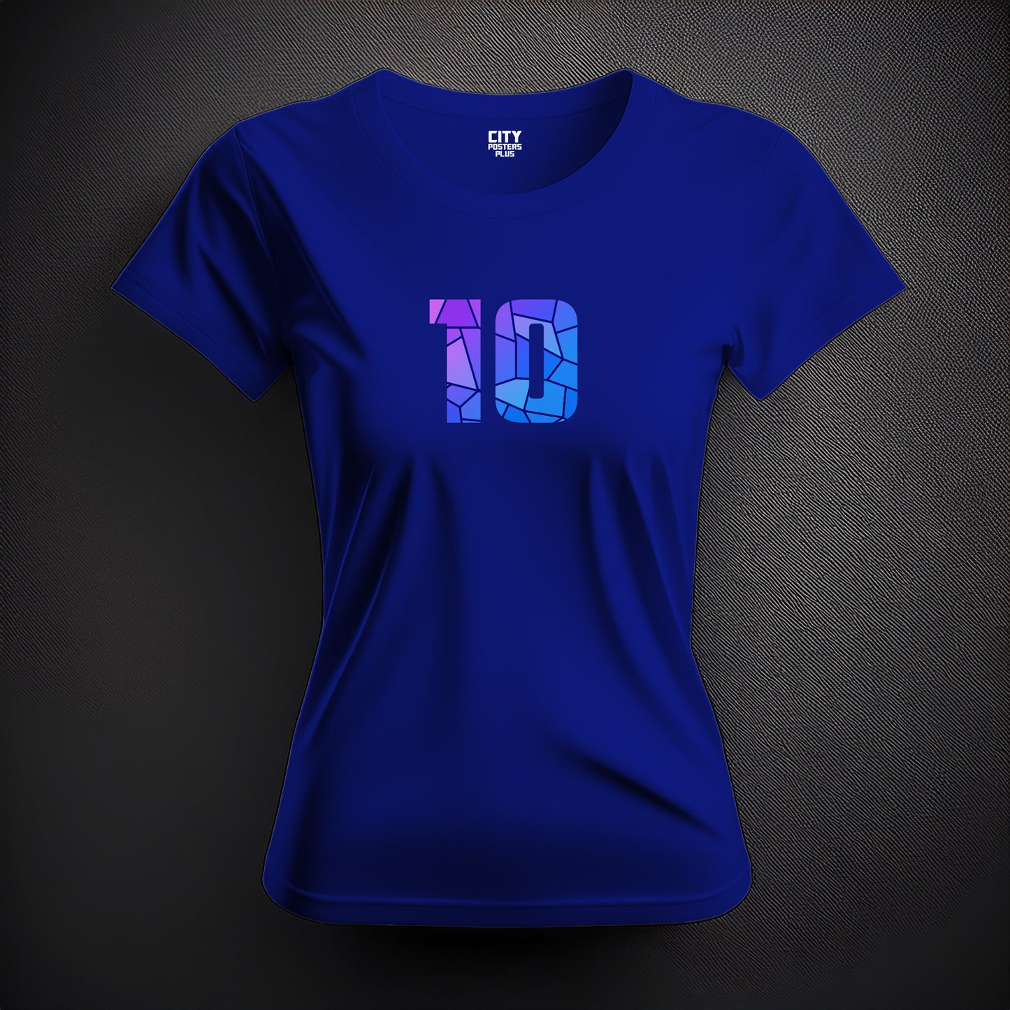 City Posters Plus 10 Number Women T-Shirt (Royal Blue) | Stylish Numeric Graphic Tee