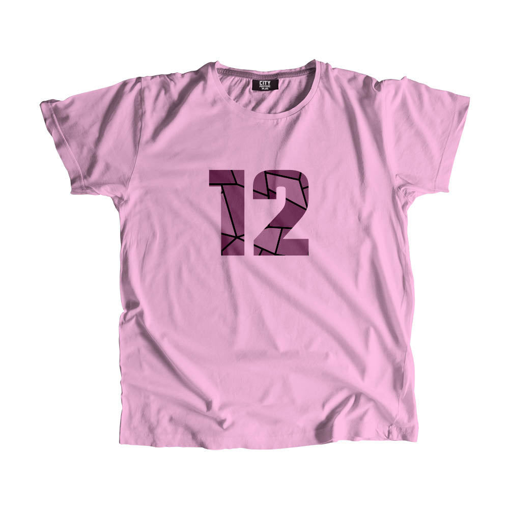 12 Number Men Unisex T-Shirt (Light Pink)| Classic Numeric Graphic Tee