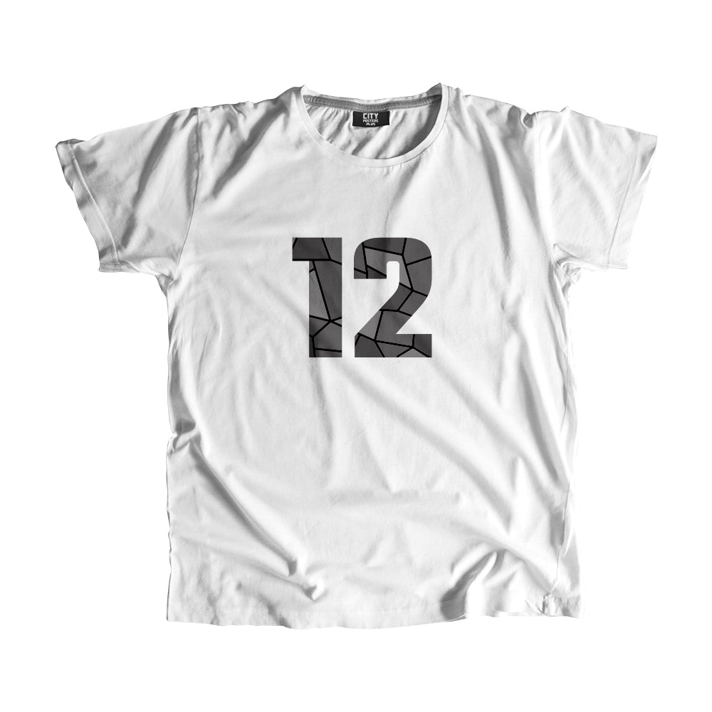 12 Number Men Unisex T-Shirt (White)| Classic Numeric Graphic Tee