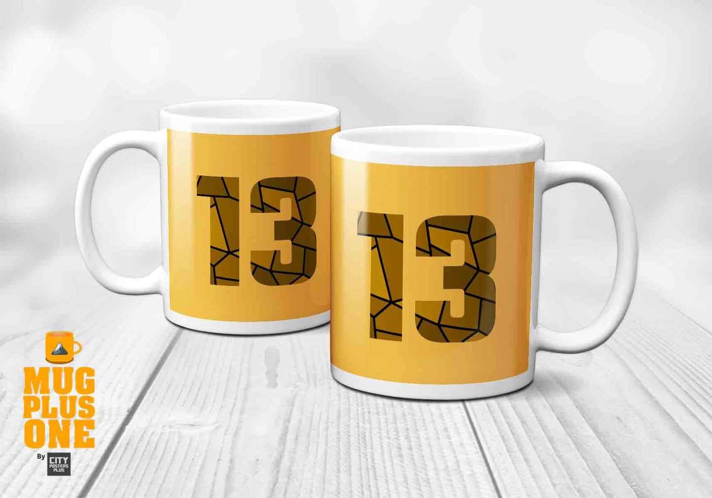 13 Number Mug (Golden Yellow)