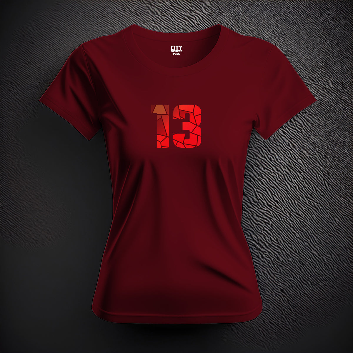 Number 13 Women T-Shirt (Maroon) | Stylish Numeric Graphic Tee