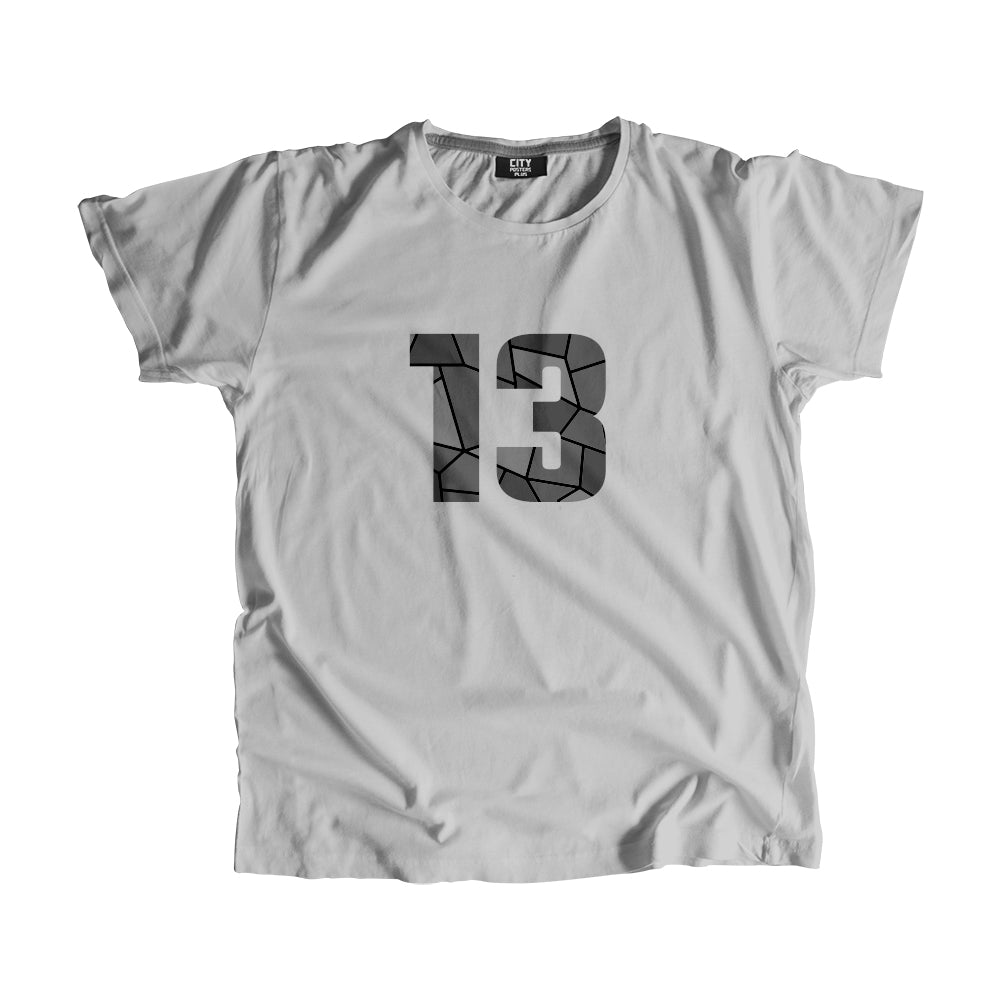 13 Number Men Unisex T-Shirt (Melange Grey)| Classic Numeric Graphic Tee