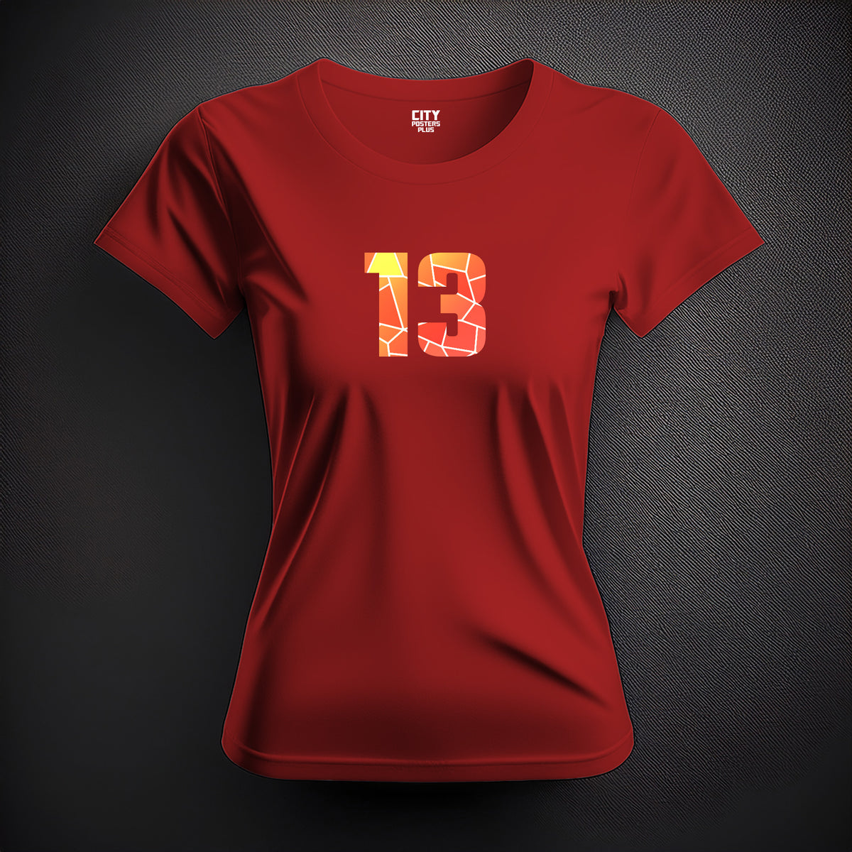 Number 13 Women T-Shirt (Red) | Stylish Numeric Graphic Tee