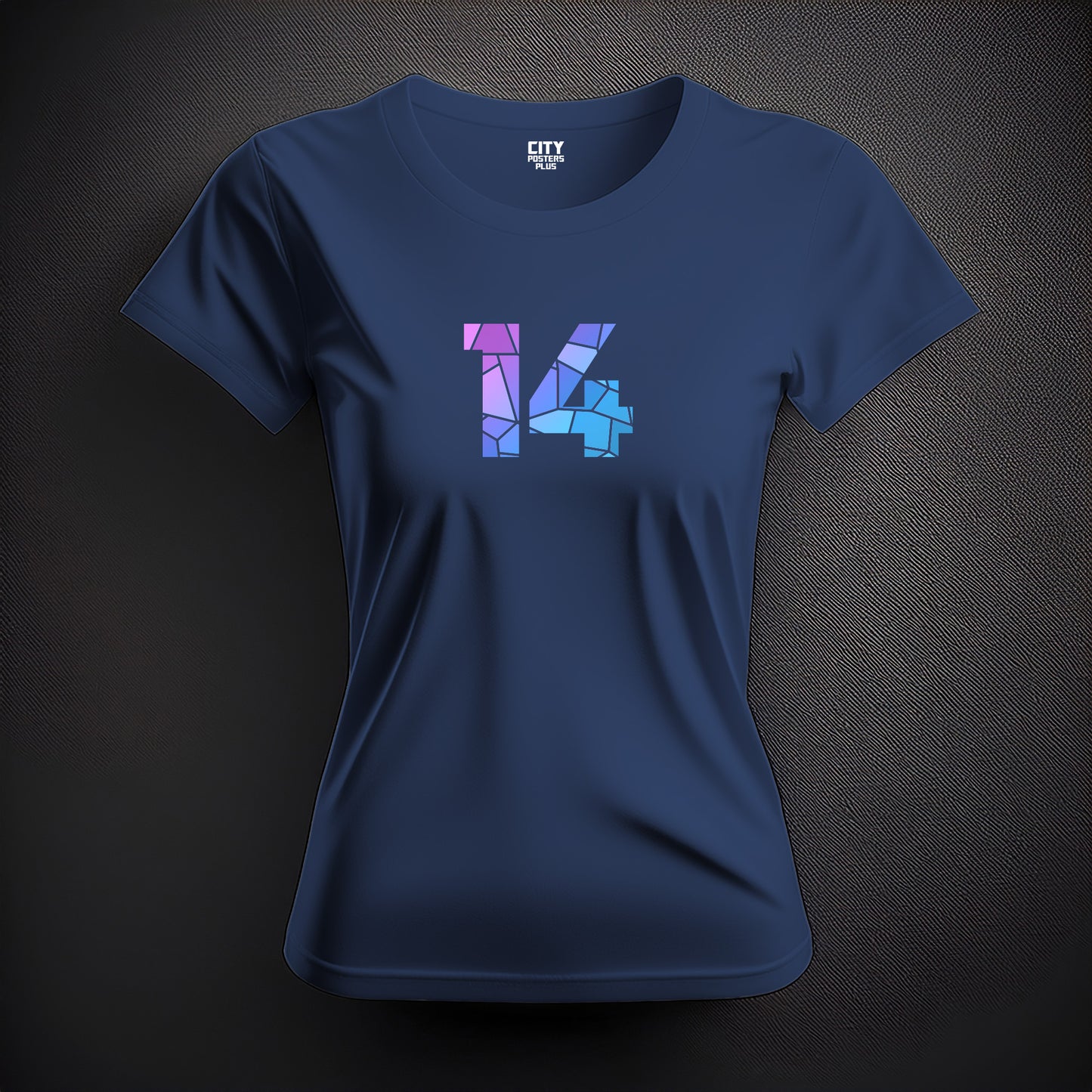City Posters Plus 14 Number Women T-Shirt (Navy Blue) | Stylish Numeric Graphic Tee