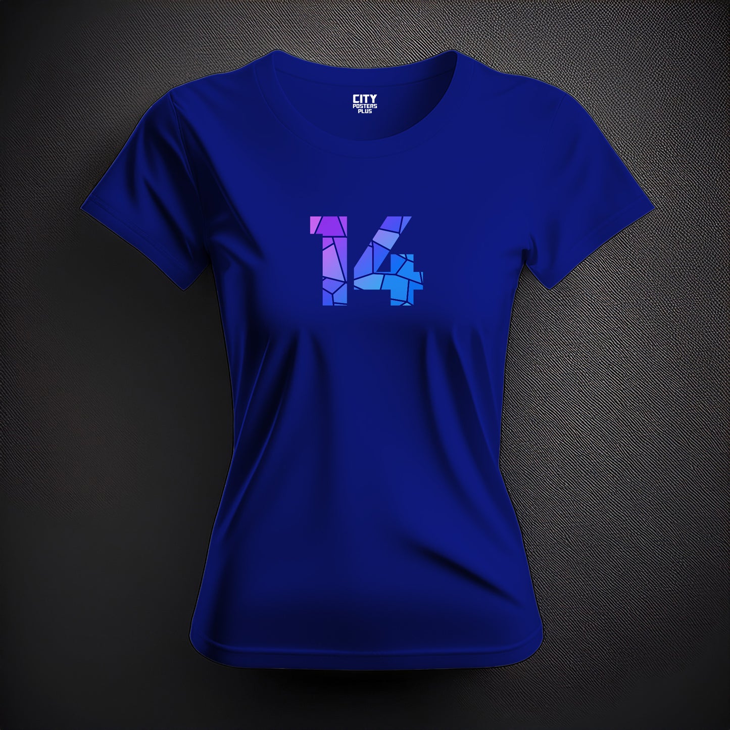 City Posters Plus 14 Number Women T-Shirt (Royal Blue) | Stylish Numeric Graphic Tee