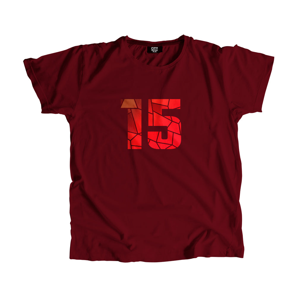 15 Number Men Unisex T-Shirt (Maroon)| Classic Numeric Graphic Tee