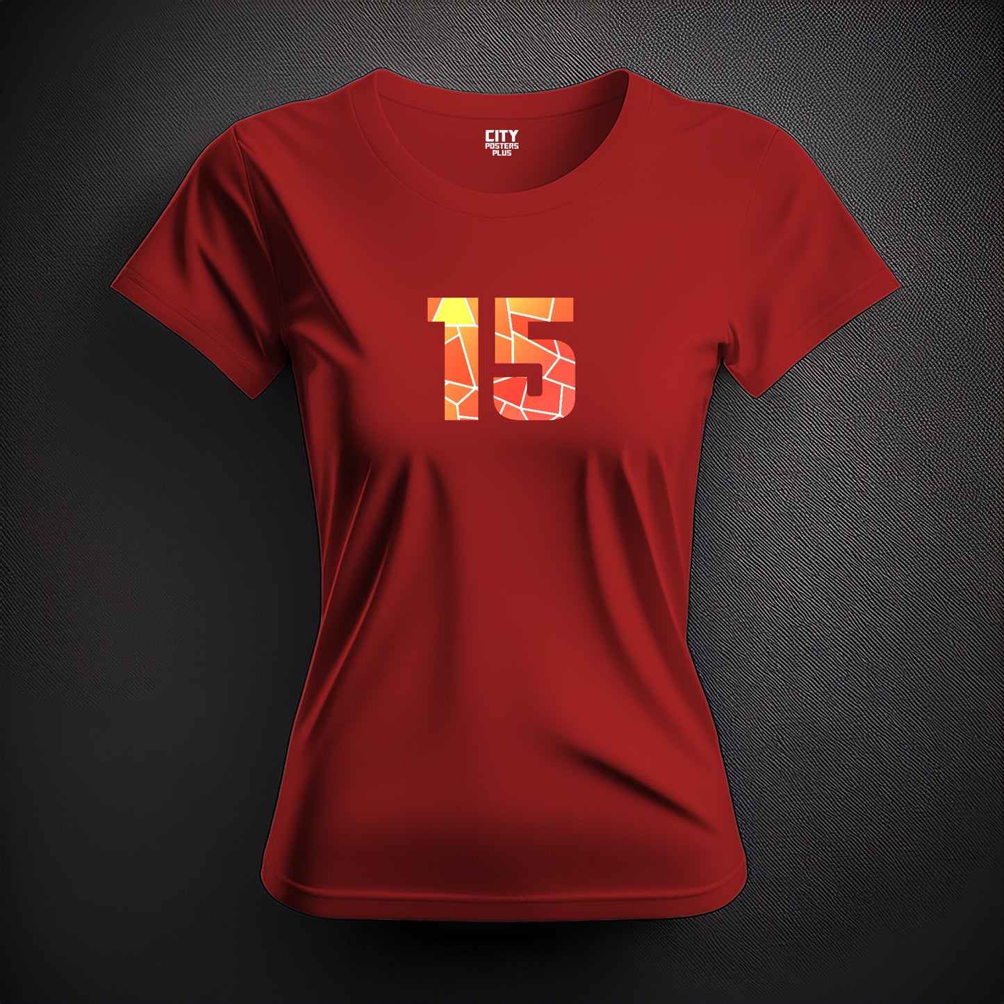 City Posters Plus 15 Number Women T-Shirt (Red) | Stylish Numeric Graphic Tee