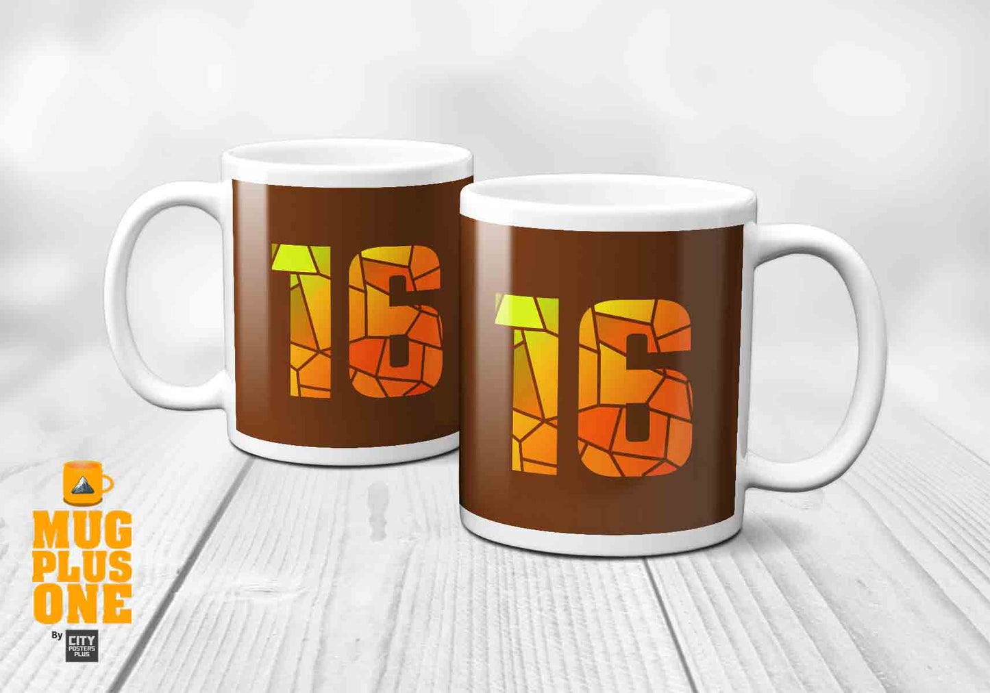16 Number Mug (Brown)