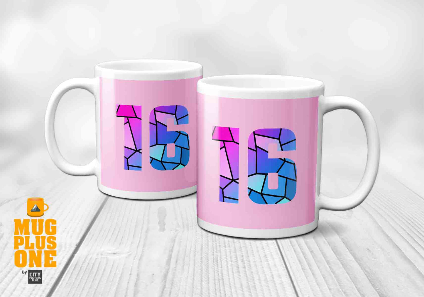 16 Number Mug (Light Pink)