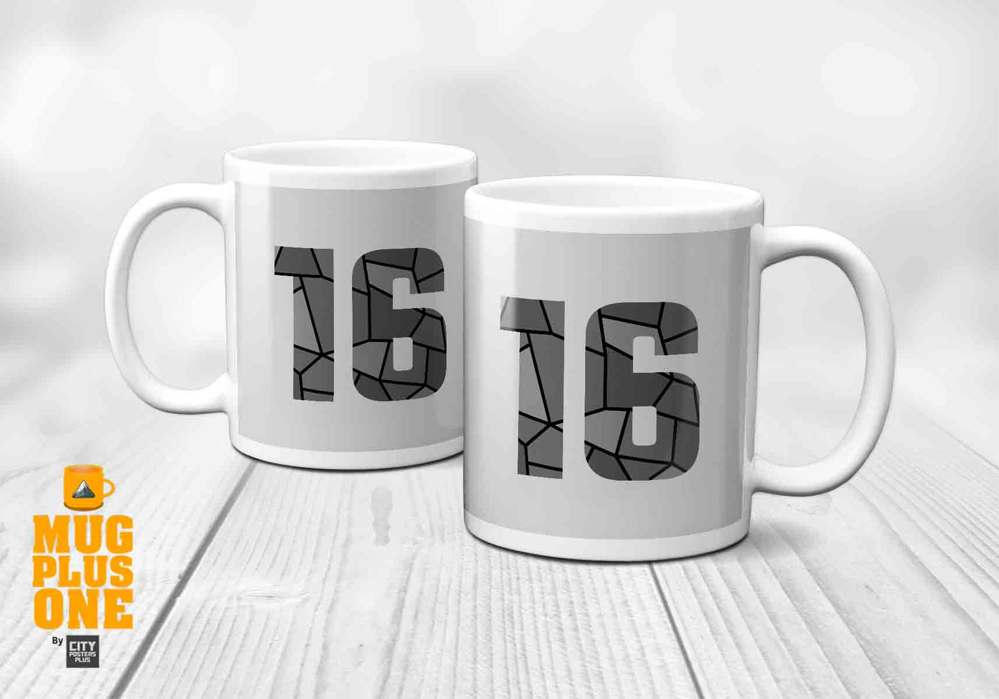16 Number Mug (Melange Grey)