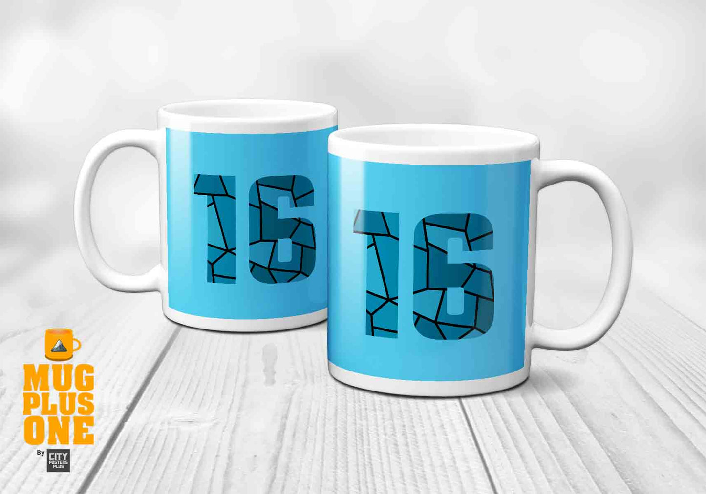 16 Number Mug (Sky Blue)