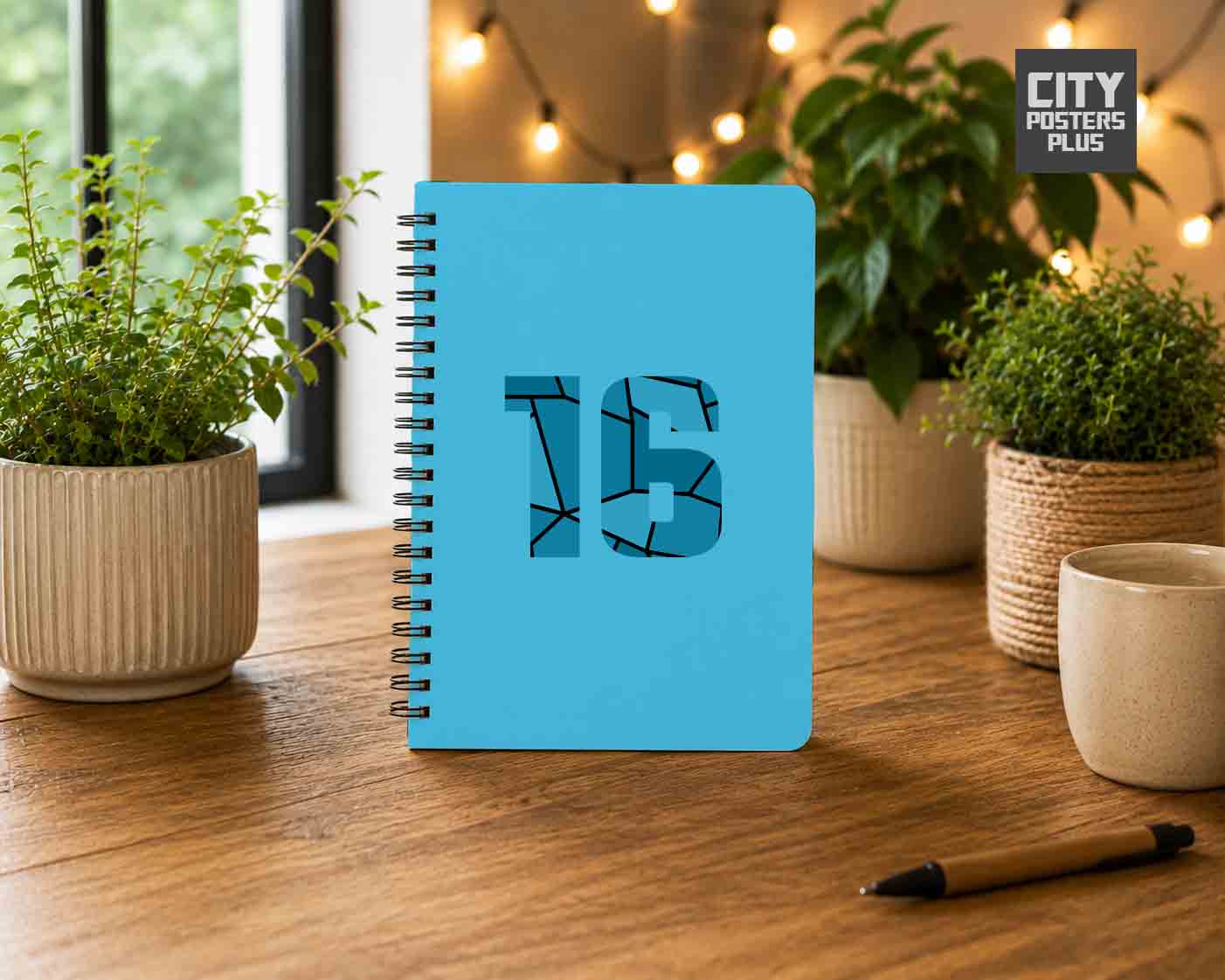 Notebook Plus One 16 Number Spiral Notebook (Sky Blue)