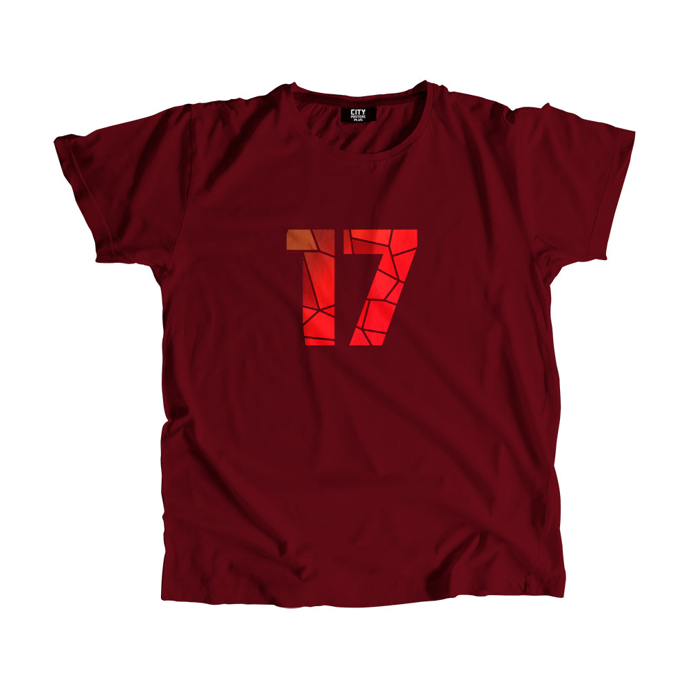17 Number Men Unisex T-Shirt (Maroon)| Classic Numeric Graphic Tee