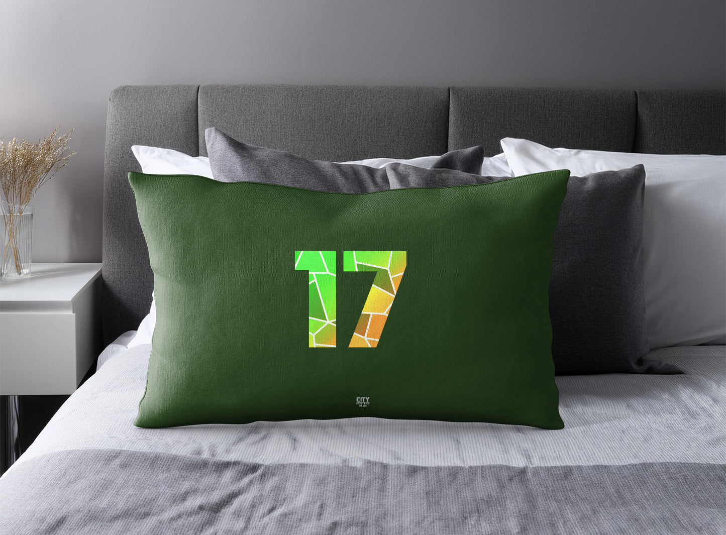 17 Number Square & Rectangle Pillow Cases | Modern Numeric Throw Pillow Covers | Print Deliver Plus by City Posters Plus