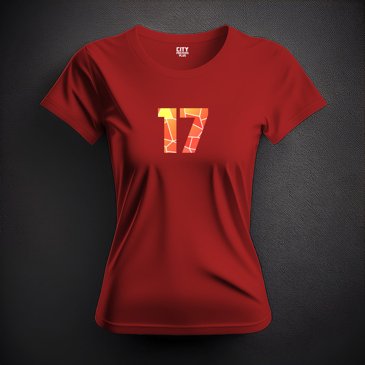 Number 17 Women T-Shirt (Red) | Stylish Numeric Graphic Tee