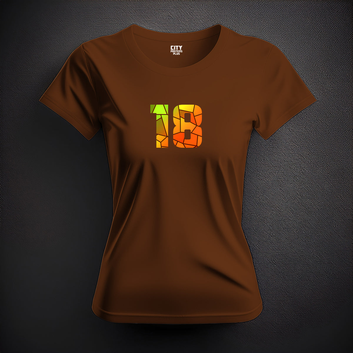 Number 18 Women T-Shirt (Brown) | Stylish Numeric Graphic Tee