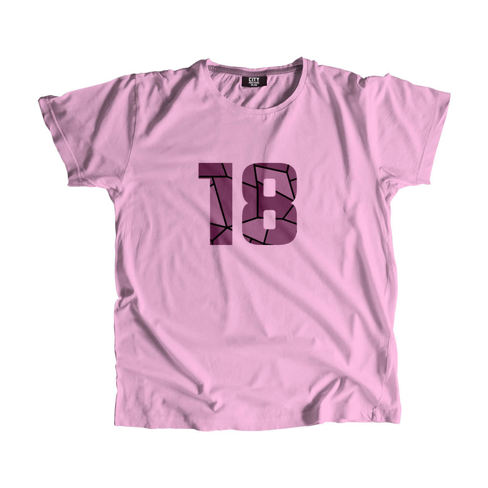 18 Number Men Unisex T-Shirt (Light Pink)| Classic Numeric Graphic Tee