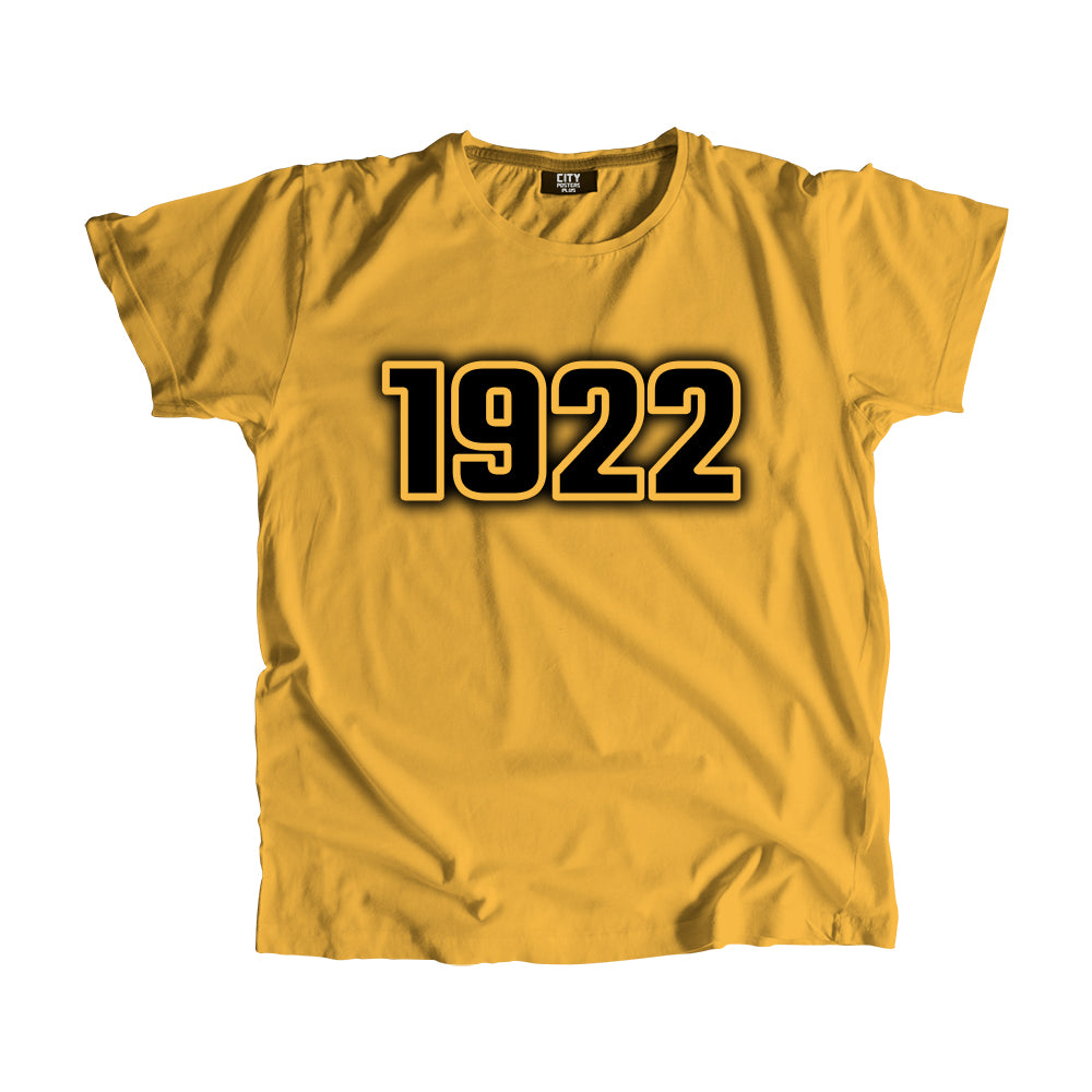 1922 Vintage Heritage Year Men Unisex T-Shirt (Golden Yellow)