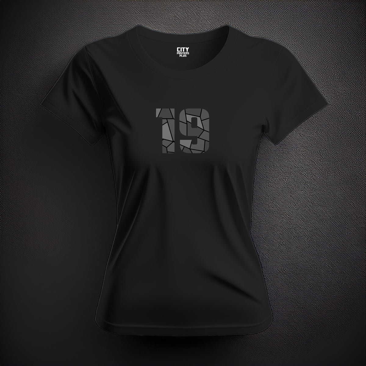 Number 19 Women T-Shirt (Black) | Stylish Numeric Graphic Tee