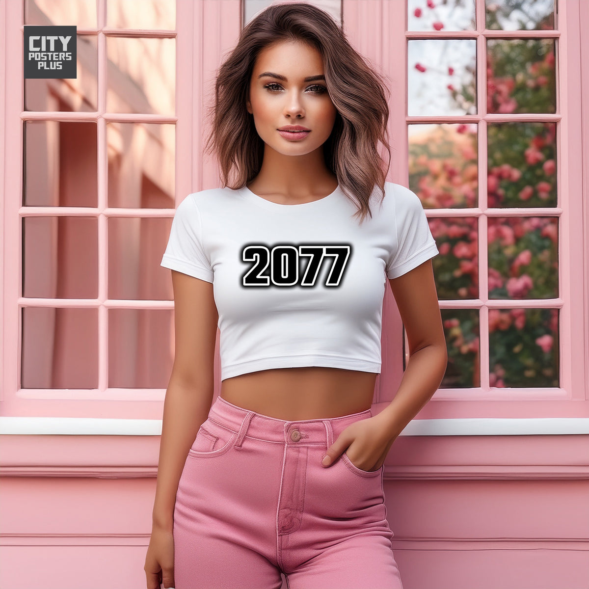 2077 Women Crop Top | Vintage Birth Year Shirt | City Posters Plus