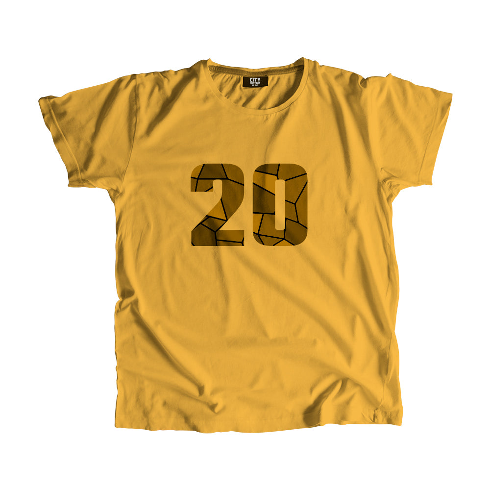 20 Number Men Unisex T-Shirt (Golden Yellow)| Classic Numeric Graphic Tee