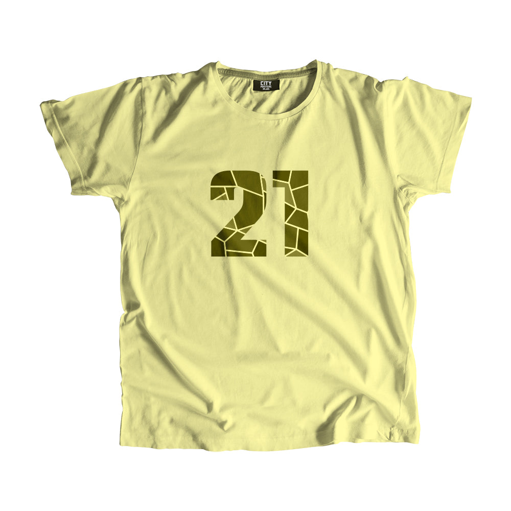 21 Number Men Unisex T-Shirt (Butter Yellow)| Classic Numeric Graphic Tee