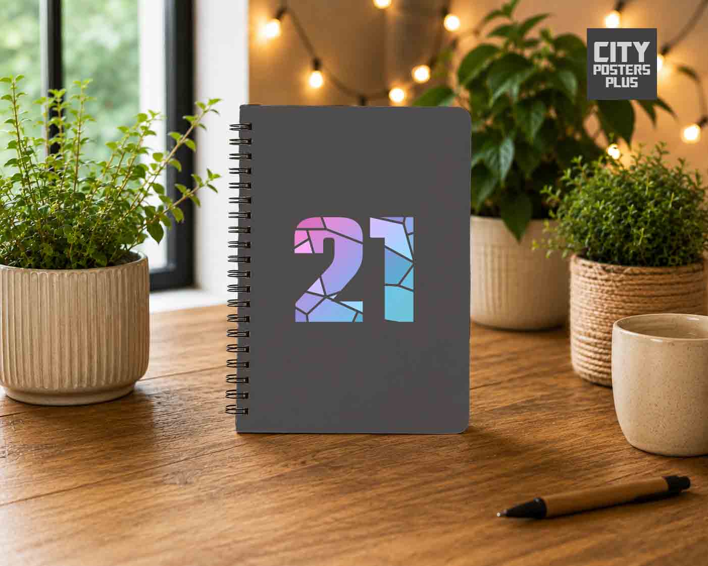 Notebook Plus One 21 Number Spiral Notebook (Charcoal Grey)