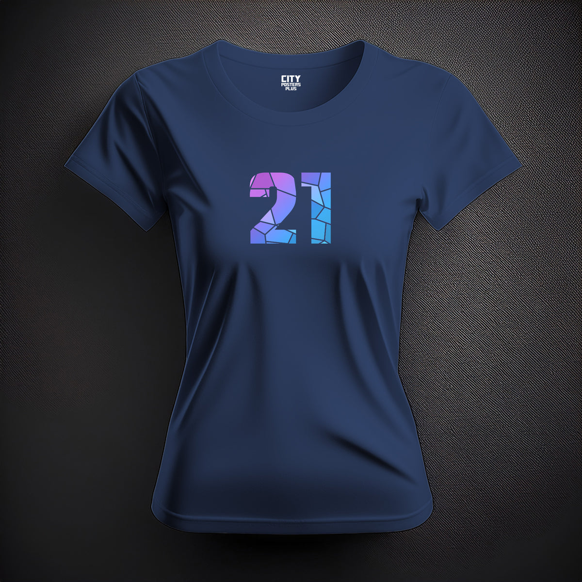 Number 21 Women T-Shirt (Navy Blue) | Stylish Numeric Graphic Tee
