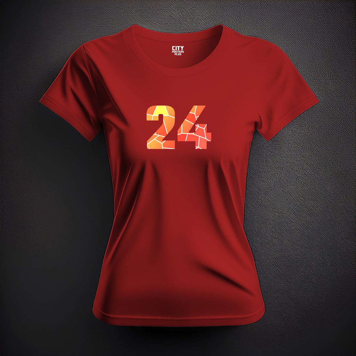 Number 24 Women T-Shirt (Red) | Stylish Numeric Graphic Tee