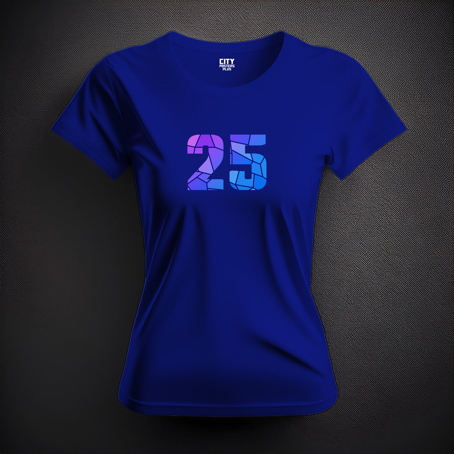 City Posters Plus 25 Number Women T-Shirt (Royal Blue) | Stylish Numeric Graphic Tee